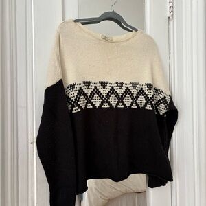 Madewell Black and Cream Patterned Sweater